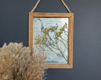 Pressed Flower Framed Art Dried Flower Arrangements Floral Wall Art Antique Mirror Mercury Glass Home Decor