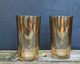 Vintage Yellow Drinking Glasses MCM Barware Tall Boy Cocktail Glasses Vintage Gifts for New Homeowners Vintage Tableware Home Decor