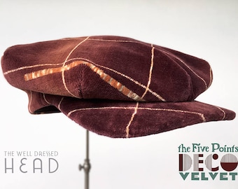 The FIVE POINTS Deco Velvet - 1910s Reproduction Flat Cap in Rare 1930s Silk/Cotton Velvet - Made to Order (Limited!)