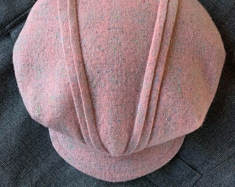 The HUDSON DUSTER - 1910s/20s Style Pleated Flat Cap in Vintage Reclaimed Flecked Wool Tweed - Made to Order