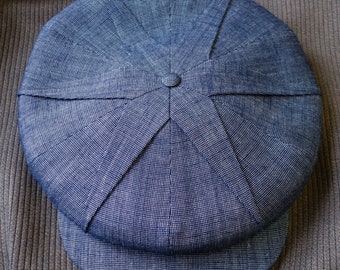 L'Étoile (The Star) - Novelty 1922 Pleated Fancy 6/3 Cap in Vintage Pincheck Wool - Made to Order