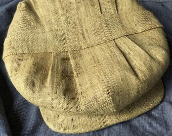 LE COUTEAU (The Knife) Summer Straw - Norfolk-Pleated Casquette - 1920's-Pattern Flat Cap in Handwoven Hemp Straw - Made to Order