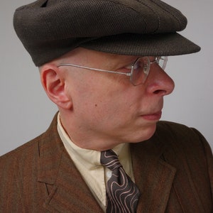 The BANTAM Norfolk-Pleated Fancy 1910s-Pattern Flat Cap in Vintage Suiting Wool Made to Order imagen 9