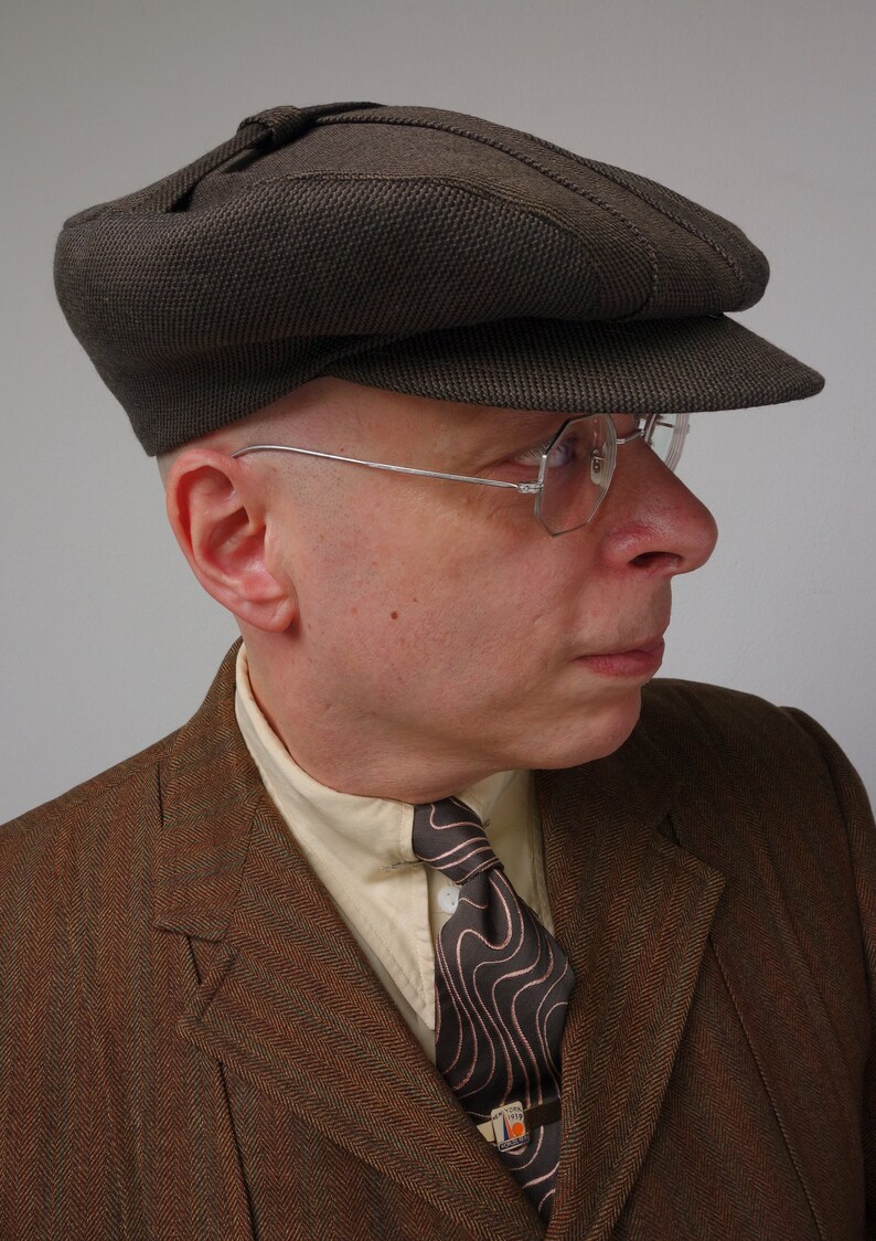 The BANTAM Norfolk-Pleated Fancy 1910s-Pattern Flat Cap in Vintage Suiting Wool Made to Order image 9