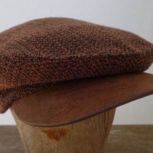 The MOTO-CAP 1920s-Pattern Slimline Flat Cap in Vintage Heavyweight Nubbly Wool and Horsehide Visor Made to Order image 5