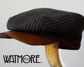 The WATMORE - 1920s-Pattern Narrow-Profile Flat Cap in c.1920s Bulgarian Cotton, Horsehide Peak & 1930s French Cotton Liner - Made to Order