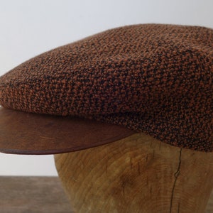 The MOTO-CAP 1920s-Pattern Slimline Flat Cap in Vintage Heavyweight Nubbly Wool and Horsehide Visor Made to Order image 7