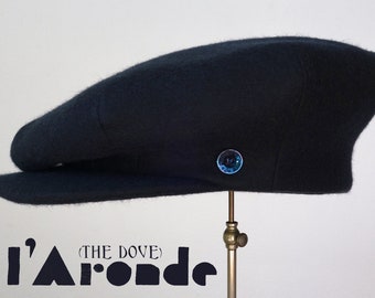 L'ARONDE  (The Dove) - French-Style 1920s-Pattern Flat Cap in c.1940s French Navy Midnight Blue Wool - Made to Order