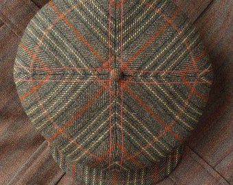 THE CLOVER Cap - 1920's-pattern 4/4 Newsboy Cap in Vintage Plaid Tweed - Made to Order