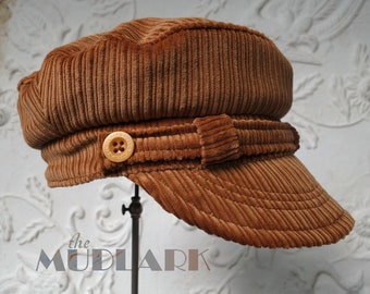 The MUDLARK 1940s-pattern French Worker's Cap in c.1940s French Corduroy and c.1850s Calico Liner - Made to Order