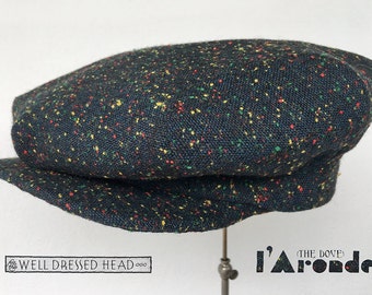 L'ARONDE (The Dove) - 1920's Repro French Style Casquette Flat Cap in Vintage Donegal Flecked Tweed - Made to Order