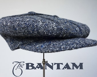 The BANTAM - Norfolk-Pleated Fancy 1910s-Pattern Flat Cap in Vintage Blue Grey Tweed - Made to Order