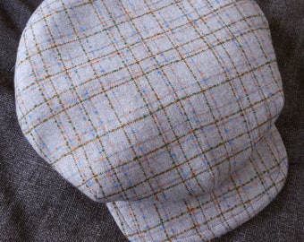 The FIVE POINTS - 1910s-Pattern Flat Cap in Vintage Windowpane Tweed and Vintage Kimono Liner- Made to Order
