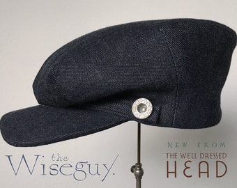 The WISEGUY - 1910s/20s Reproduction Flat Cap in Vintage Denim - Made to Order