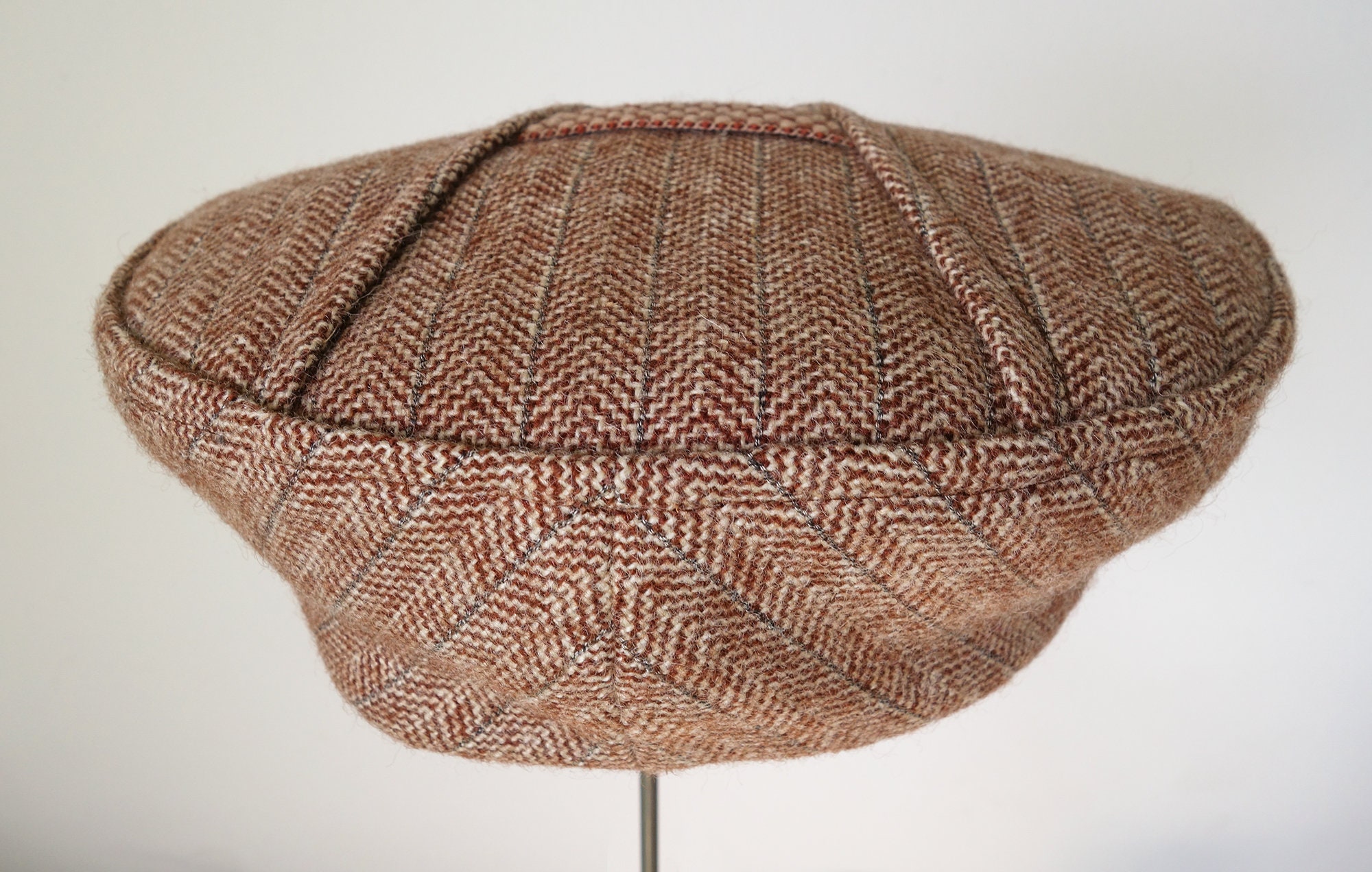 and Order in Etsy The - Detailing Tweed Made Flat V-top Cap Novelty Vintage With 1920s-design French to Ribbon Herringbone 1930s SAVOY Zigzag