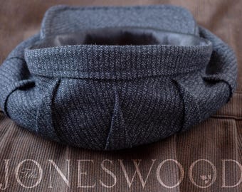 The JONESWOOD 1910s-Inspired Pleated Flat Cap in Vintage Salt & Pepper Wool - Made to Order