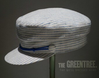 The GREENTREE - Gorra Skipper con patrón de la década de 1890 en algodón índigo búlgaro de la década de 1920 y forro de algodón para ropa de trabajo francesa de la década de 1940 - Hecho a pedido