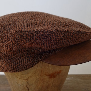 The MOTO-CAP - 1920s-Pattern Slimline Flat Cap in Vintage Heavyweight Nubbly Wool and Horsehide Visor - Made to Order