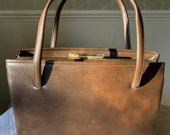 1960's Vintage Brown Faux Leather Handbag