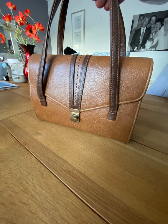 1960s Vintage Tan Brown Leather Handbag - Weymouth