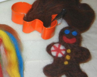 DIY Gingerbread boy or girl cookie cutter needle felting kit - DIY ormament kit