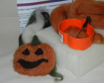 Pumpkin cookie cutter needle felting kit - DIY ormament kit