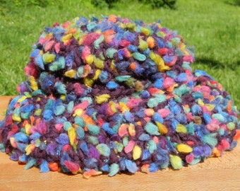 Colorful Popcorn Hat - dark plum with brightly colored puffs - adjustable  item 3-5001
