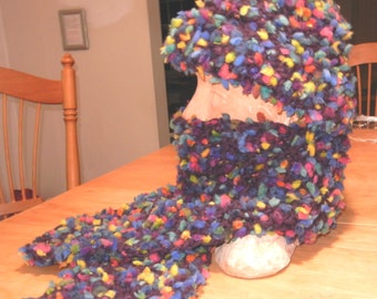 Colorful Popcorn Scarf - dark plum with brightly colored puffs  item 3-1001