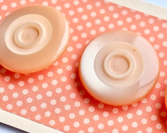 Pale Peach Orange Buttons - Quality Plastic Shank Set of 3 on Card - 33mm