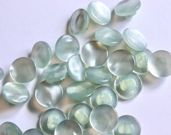 Vintage Ice Blue Green Shiny Plastic Buttons - Set of 40 for Fashion or Crafts - 11mm