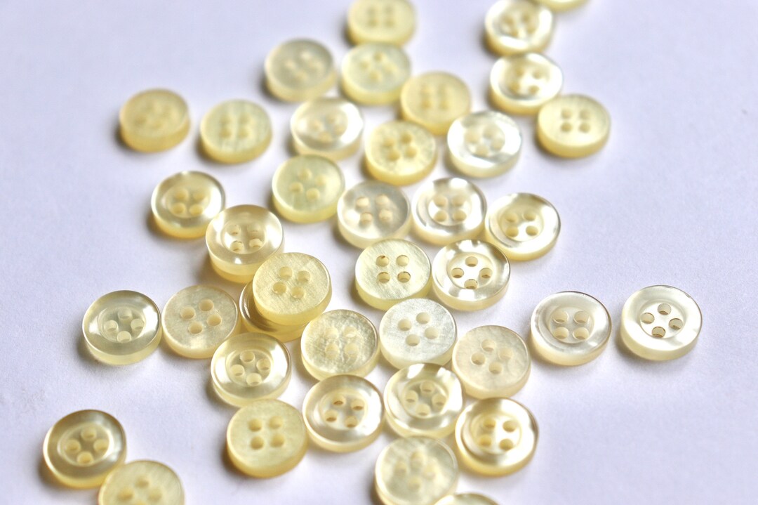 Vintage Yellow Slightly Transparent Buttons - Small Set of 40 for ...