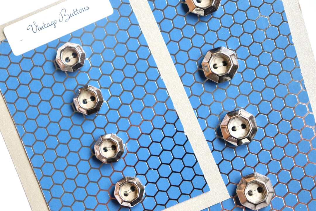 Vintage Silver Metal Octagon Buttons Unique Quality Sets in 2 Sizes ...