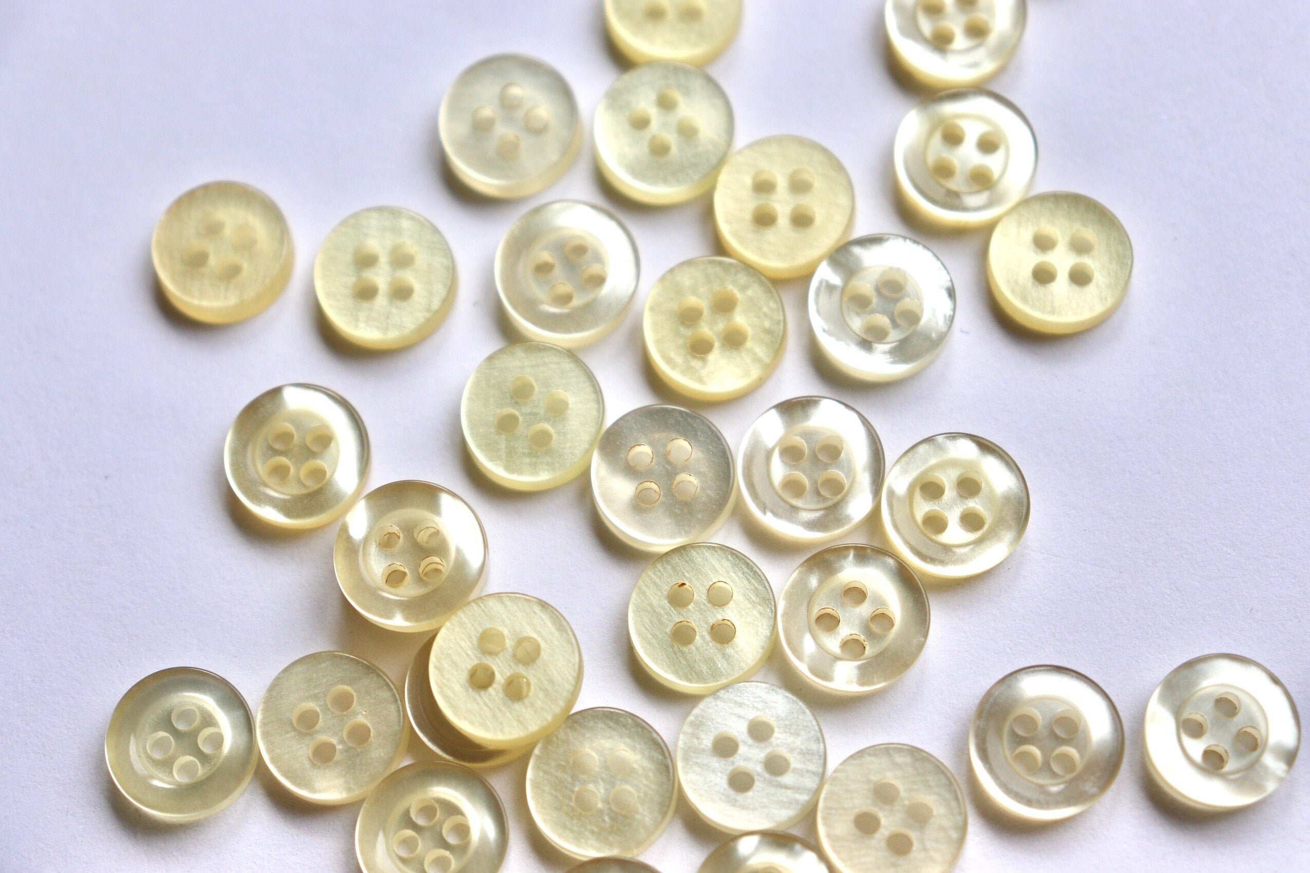 Vintage Yellow Slightly Transparent Buttons - Small Set of 40 for ...
