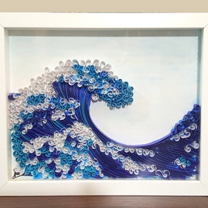 Quilled Paper Art (11x9), The Wave, Nursery Decor, Original Handmade Wall Art, wedding, Gifts, Birthday Gift Ideas