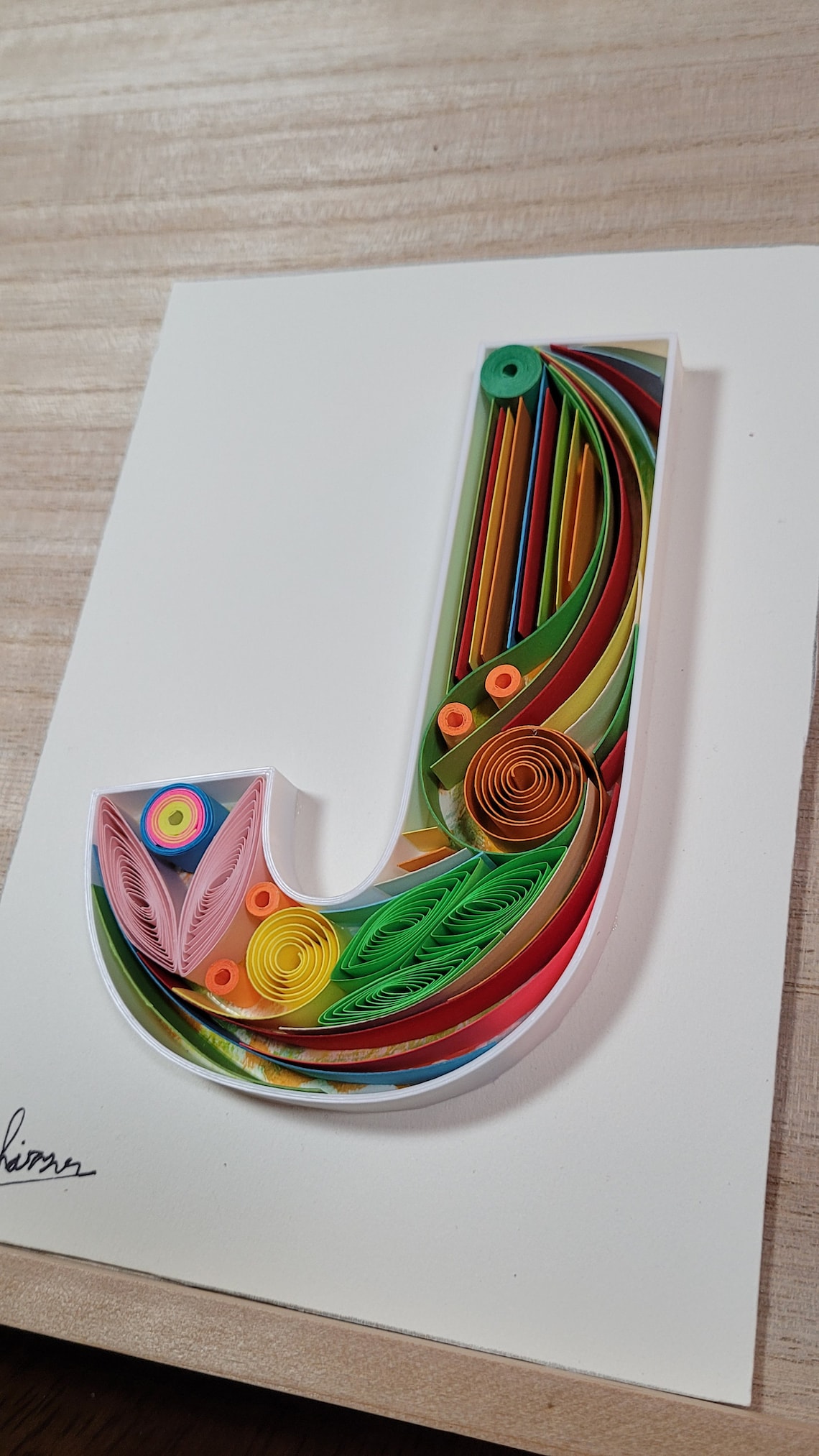 J Quilling Wall Paper Art Letter J Paper Art Personalized Monogram Gift ...
