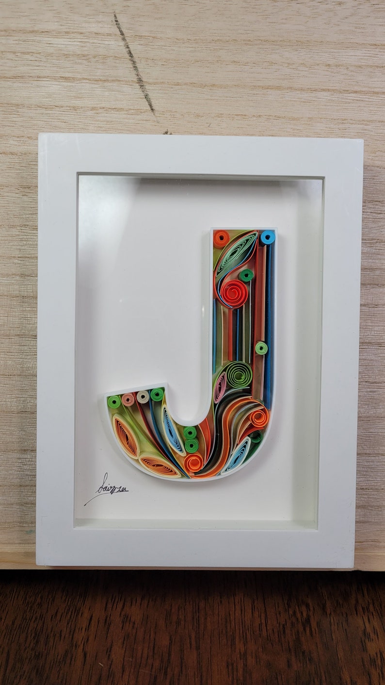 J Quilling Wall Paper Art Letter J Paper Art Personalized Monogram Gift ...
