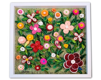 Flowers Garden - Quilling Wall decor - Unique gift - Paper Quilling - personalized gift - Valentine's day Gift - birthday's gift - Paper Art