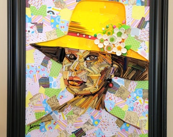 Woman with Yellow Hat -Quilling Wall decor -Unique gift -Paper Quilling -Personalized gift-Valentine's day Gift -Birthday's Gift - Paper Art