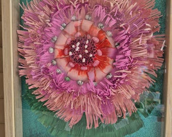 3D Paper Quilling Flower Wall Art – Handmade Framed Floral Decor Gift for Her | Unique Home Office Artwork