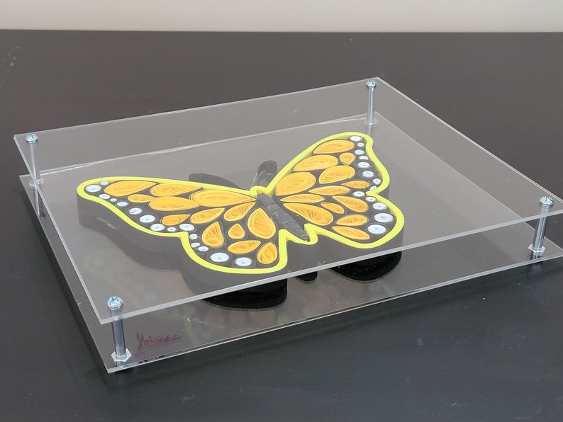 Handmade Quilling Yellow Monarch Butterfly Wall Art | Transparent Frame ...