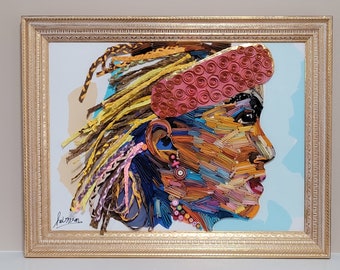 Woman with Beret Hat - Quilling Wall decor -Unique gift -Paper Quilling -personalized gift -Valentine's day Gift -birthday's gift -Paper Art