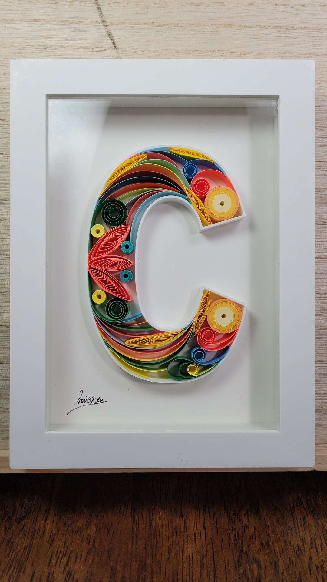 Letter C Quilling Wall Paper Art, Custom, Framed, Monogram