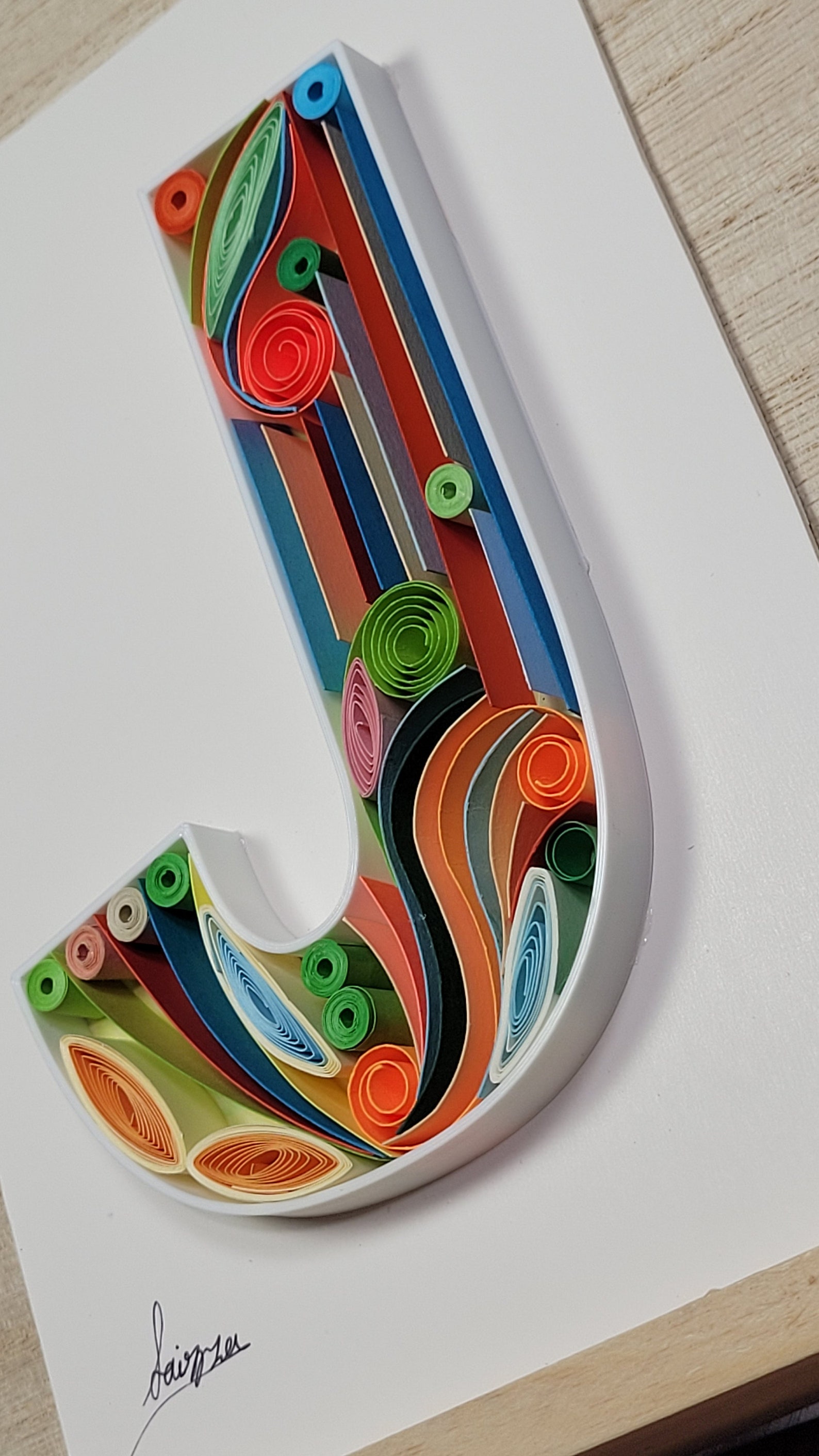 J Quilling Wall Paper Art Letter J Paper Art Personalized Monogram Gift ...