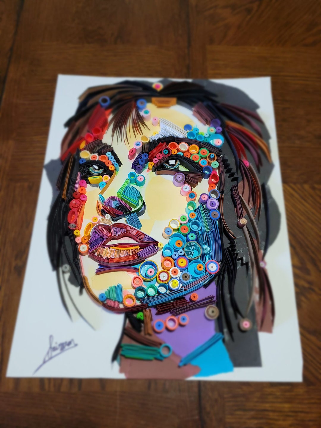 The Grayed Eye Quilled Paper Art 1915 Original Handmade Etsy