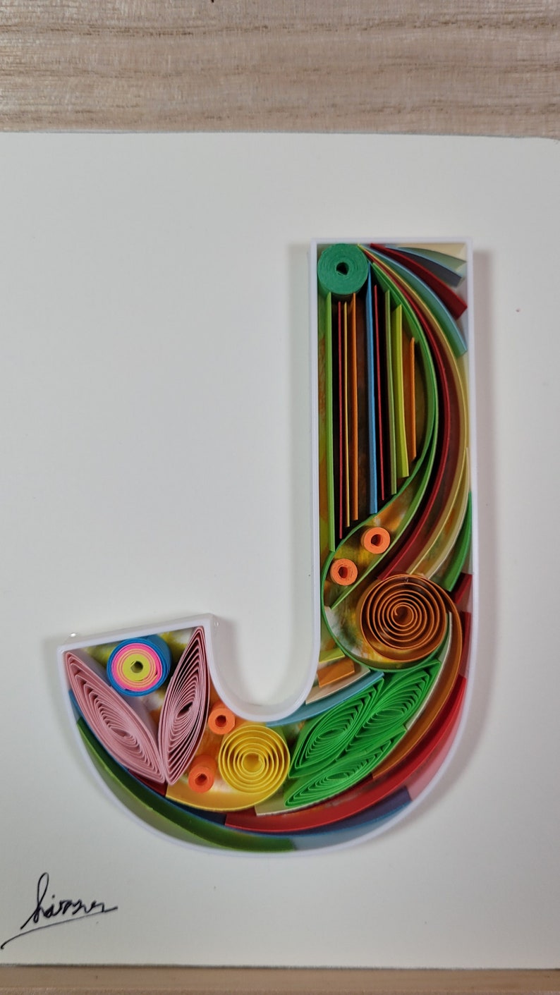J Quilling Wall Paper Art Letter J Paper Art Personalized Monogram Gift ...
