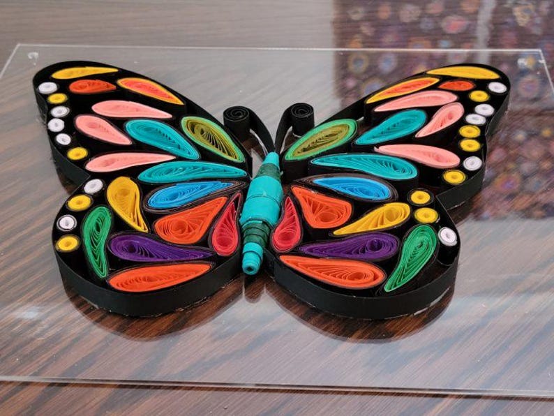 Butterfly (10×8) – Handmade Quilled Paper Wall Art in Transparent Frame ...