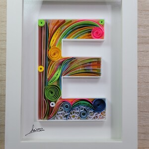 Custom Quilled Letter E Wall Art – Personalized Monogram Gift, Handmade Framed Paper Quilling, Home Decor for Any Occasion, DIY Decor