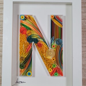 Letter “N” - Quilling Artwork, Paper Art, Wall Art, Handmade Crafts, Paper Quilling, Birthday Gift, Anniversary, Paper Quilled Art,DIY Decor