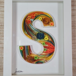 Quilled Letter S Wall Art – Personalized Monogram Gift, Handmade Framed Paper Quilling, Home Decor for Any Occasion , Birthday Gift