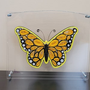 Handmade Quilling Yellow Monarch Butterfly Wall Art | Transparent Frame ...